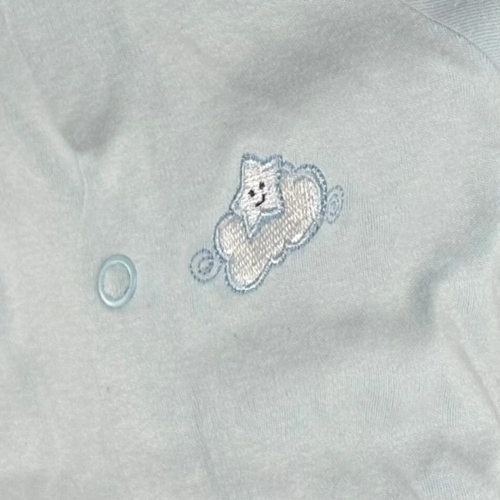 Bright Future Baby Sleeper 3-6‎ Months Light Blue Cloud Embroidery JCPenney NWT
